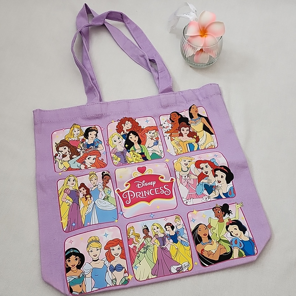 Disney Princess Tote Bag Bundle - Green, Yellow & Lilac Cartoon Prints - Picture 3 of 16